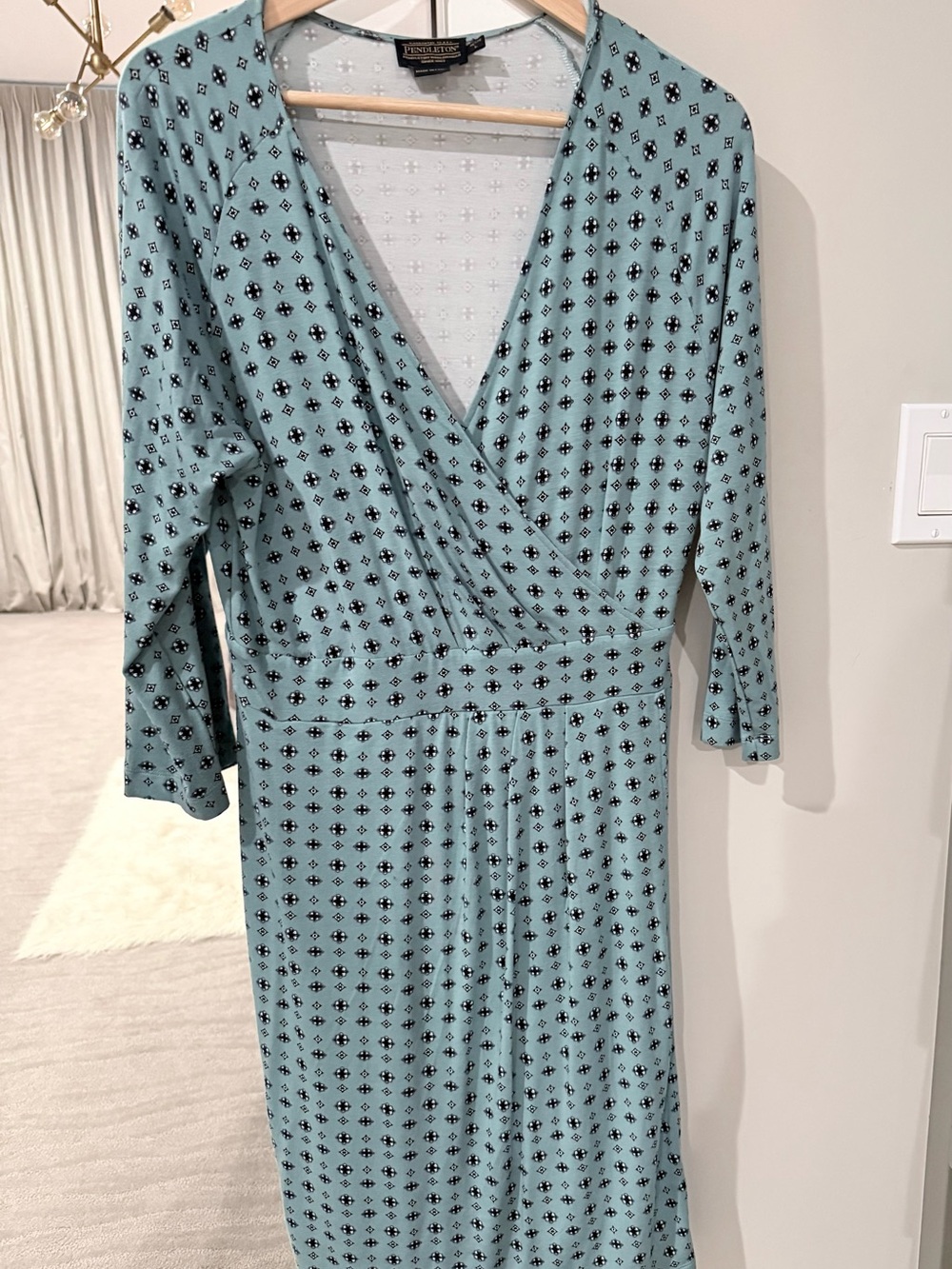 Pendleton Sage Green Faux Wrap Dress Size LP